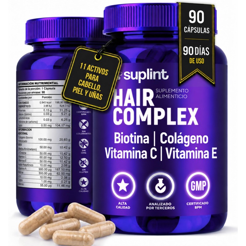 Vitaminas para el Cabello Mujer con Biotina, Colágeno, Queratina, Zinc