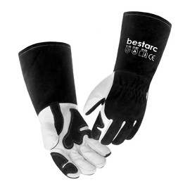 bestarc Leather Forge MIG Welding Gloves, 932℉ Heat Resistant Welding Gloves with Kevlar Stitching for MIG, TIG, Stick, Forge (Black-White)