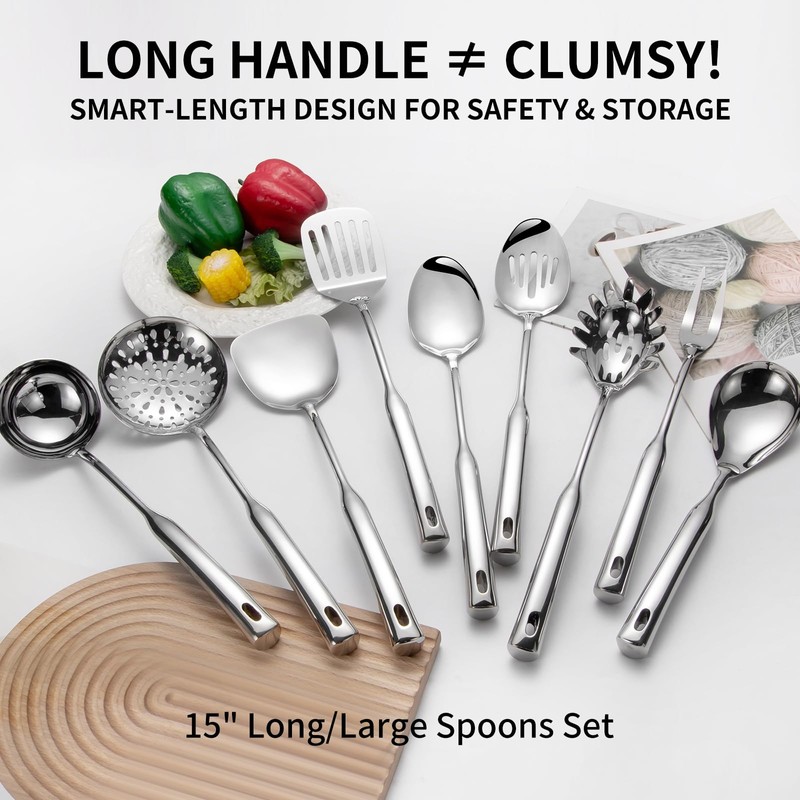 304 Stainless Steel Kitchen Cooking Utensils Set - 9 PCS