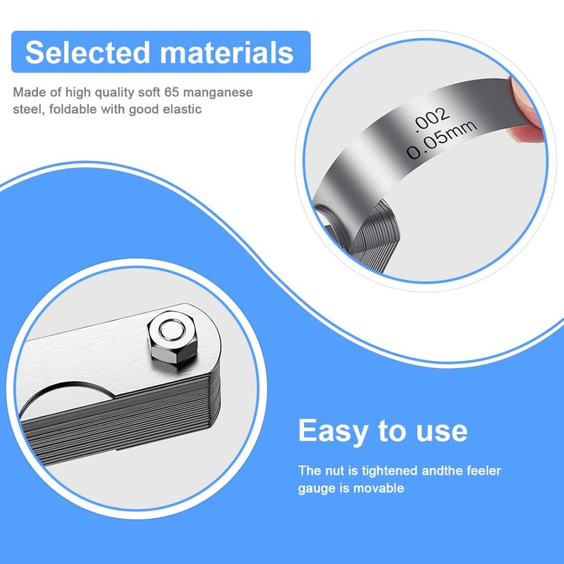 Thickness Gauge Set, 32 Metric/Inch Markings for Measuring Gap Widths