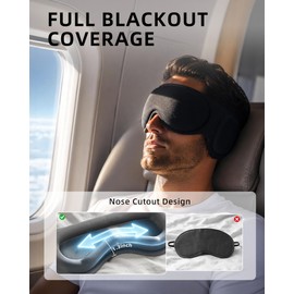 Weighted Eye Mask for Sleeping with Ear Cover, 3D Blackout Sleep Mask Black