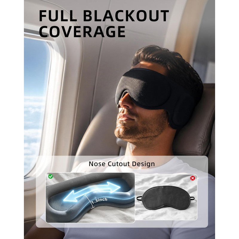 Weighted Eye Mask for Sleeping with Ear Cover, 3D Blackout