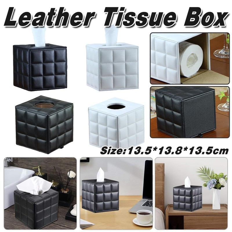 AIMALL Leather Square Tissue Box Holder with Waterproof Design, 5.31