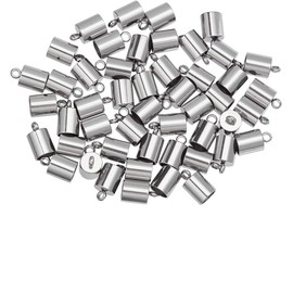 LRESJJIUJ Rope end Leather Tassel Cap Alloy Leather Rope end Chain Buckle Glue into end Cover for Jewelry Making/Necklace Rope/DIY Crafts (Silver Plating/6 * 10mm)