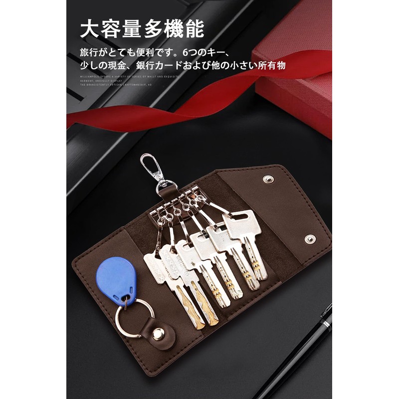 Key Case, Genuine Leather, 6 Layers, Trifold Card Key Case,