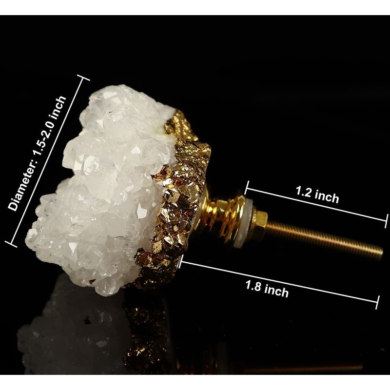 JIC Gem 4 Pack Crystal Stone Cabinet Knobs Quartz Geode