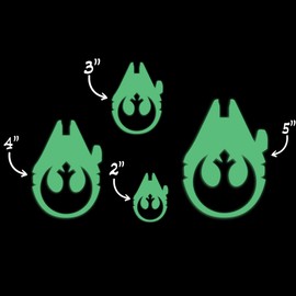 Star Inspired Movie Character Space Rebel Millennium Falcon Glow in The Dark Sticker Decal for Phone Tablet Laptop Car Truck Window | 2" Sticker | Orange