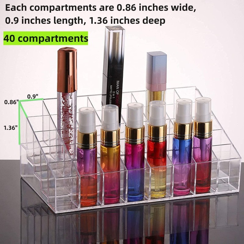 Tecbeauty 40 Grids Lipsticks Holder - Clear Acrylic Lipgloss Lipstick
