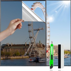 One Way Privacy Window Film,Window Tint for Home Office,Daytime Window Film See Out Not in,Static Cling Reflective Heat Control Sun Blocking Window Privacy Film