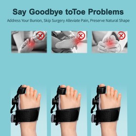 MJFHK 2024 Upgraded Bunion Corrector for Women and Men,Bunion Corrector Adjustable Knob Bunion Splint Toe Straightener With Non-Slip Heel Strap And Comfortable Silicone Pad