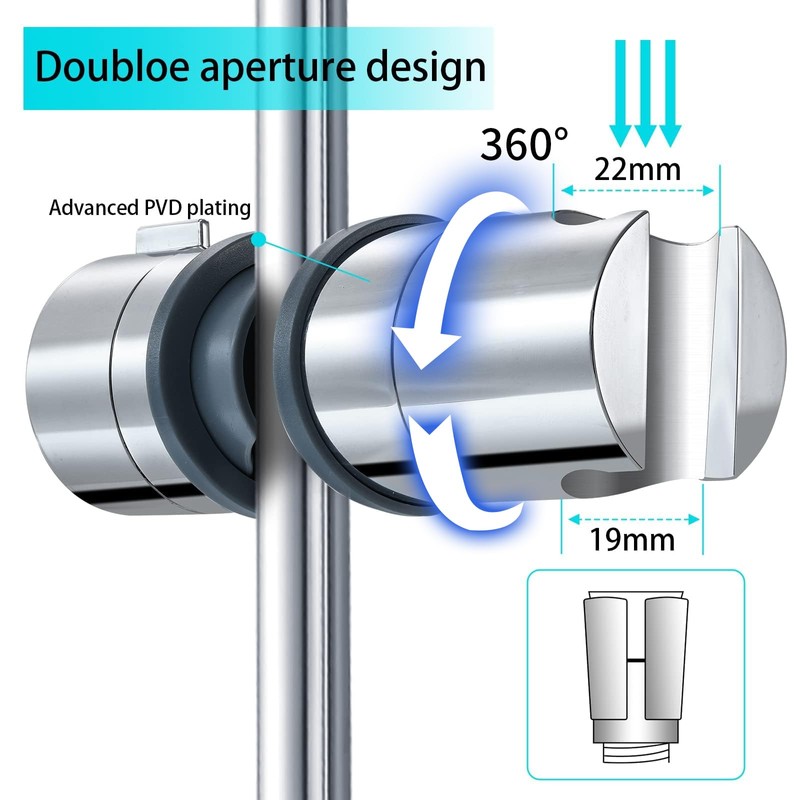 Joyoldelf 19-25MM Adjustable ABS Replacement Hand Shower Rail Head Slider