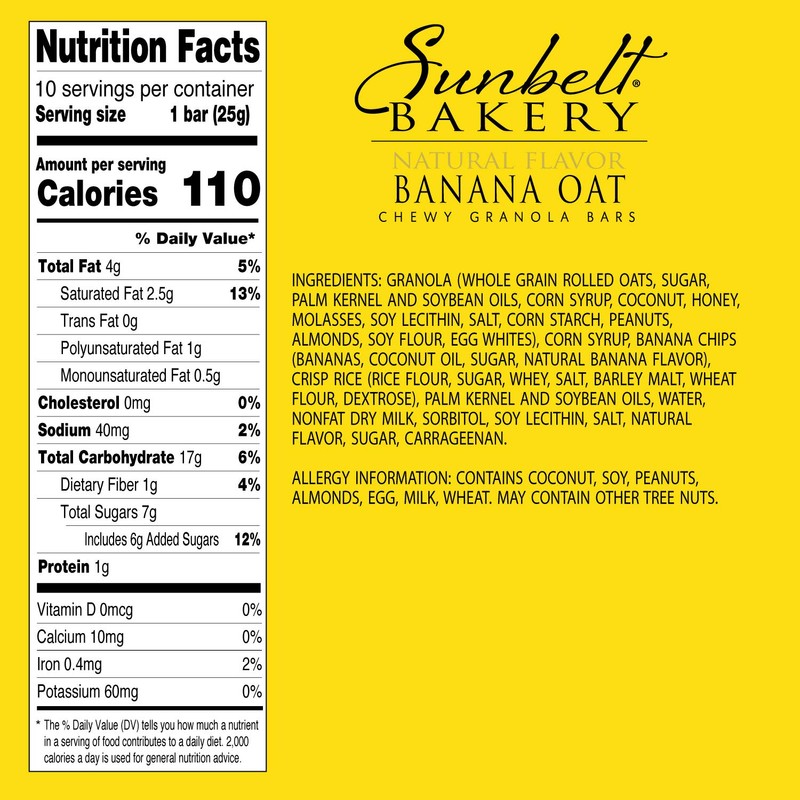 Sunbelt Bakery Banana Oat Chewy Granola Bars, 120-0.9 OZ Bars