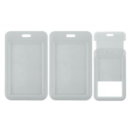 PATIKIL 3 Pack Clear Badge Holder, Plastic ID Badge Holder Clear Window Vertical ID Protector Clips for Credit Cards Proximity Key Cards Licenses, Grey