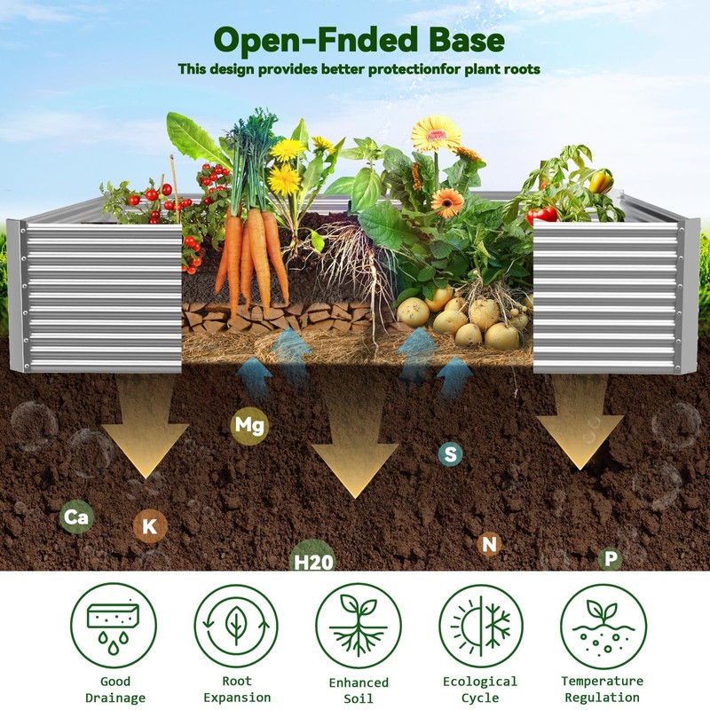 OZMSHF 2 Pack Tall 8FT Raised Beds for Gardening, Corrugated