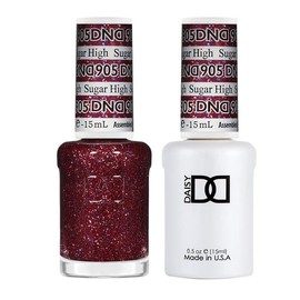DND Gel Polish Set, Glitter Collection, UV Gel Polish and Air Dry Nail Lacquer, Matching Chip-Free Polish Duo, 905 Sugar High, 0.5 Fl Oz