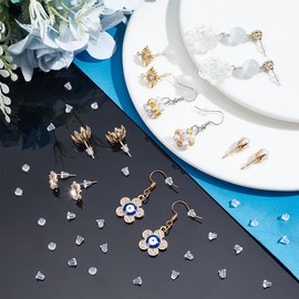 PH PandaHall 500pcs Plastic Earring Backs, Clear Soft Earring Backs for Studs Earring Safety Backs Earring Stoppers Earnuts Earring Posts for Women Earring Jewellery Accessories, 4x3.5mm, Hole: 0.5mm