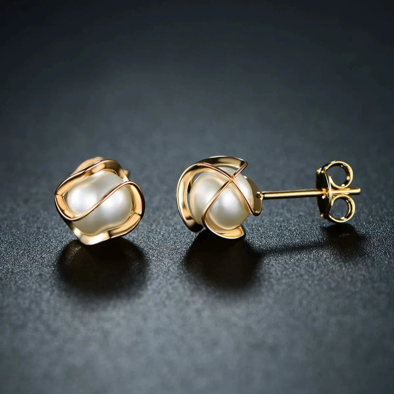 Aretes Mujer De Perlas Oro De 14k Pendientes Joyeria Regalo