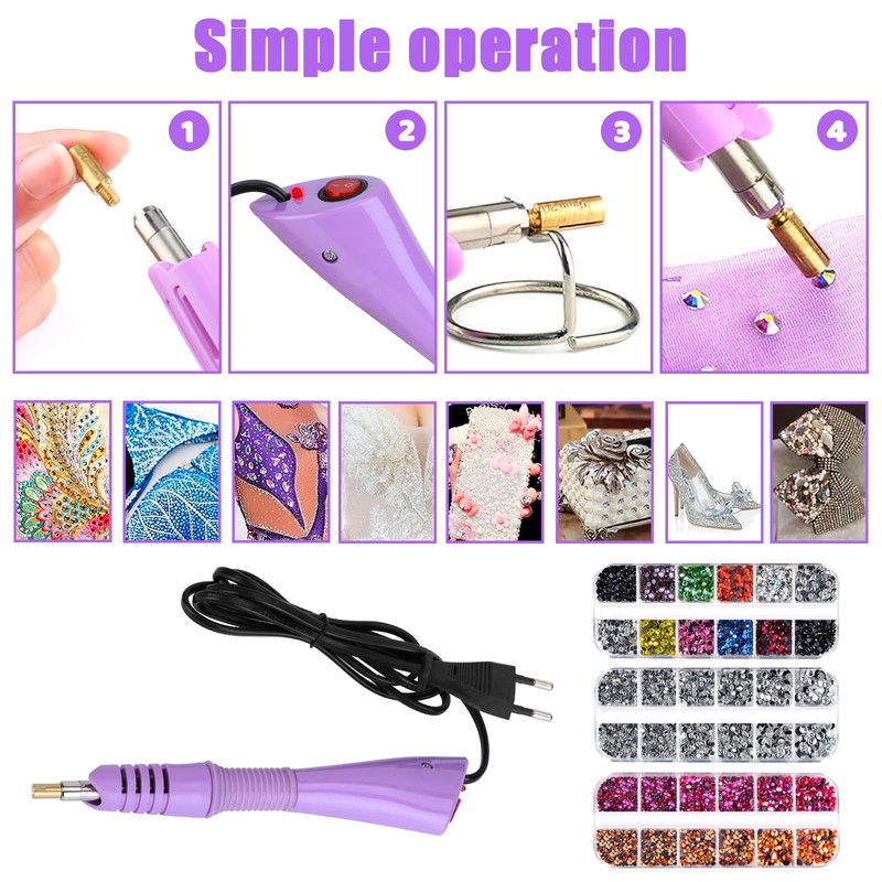 Hotfix Applicator Set with 7 Applicator Tips & Hotfix Rhinestones,