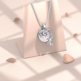SLIACETE 925 Sterling Silver Phoenix Necklace for Women Rose Quartz and Phoenix Pendant Necklace Phoenix Jewelry Gift for Mom Wife Girlfriend Daughter Sister Friend