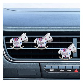 3PCS Bling Zebra Car Air Vent Clips, Crystal Rhinestone Car Diffuser Air Fresheners Vent Clip, Diamond Air Conditioning Outlet Clip Charm, Cute Car Interior Decoration for Women Girls (White)