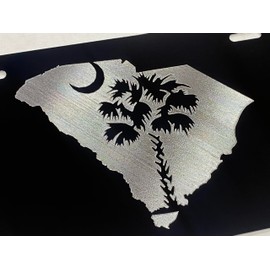 Engraved SC Palm Palmetto Tree Car Tag Diamond Etched Vanity Front License Plate