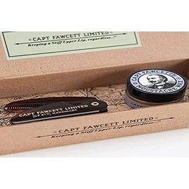 Captain Fawcett's Moustache Wax (Ylang Ylang Scent) & Folding Pocket Moustache Comb (CF.87T) Gift Set - Made in England