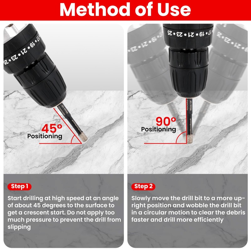 REKCKRUL 10-Pack 1/4 Inch Diamond Drill Bits Set, Diamond Hole