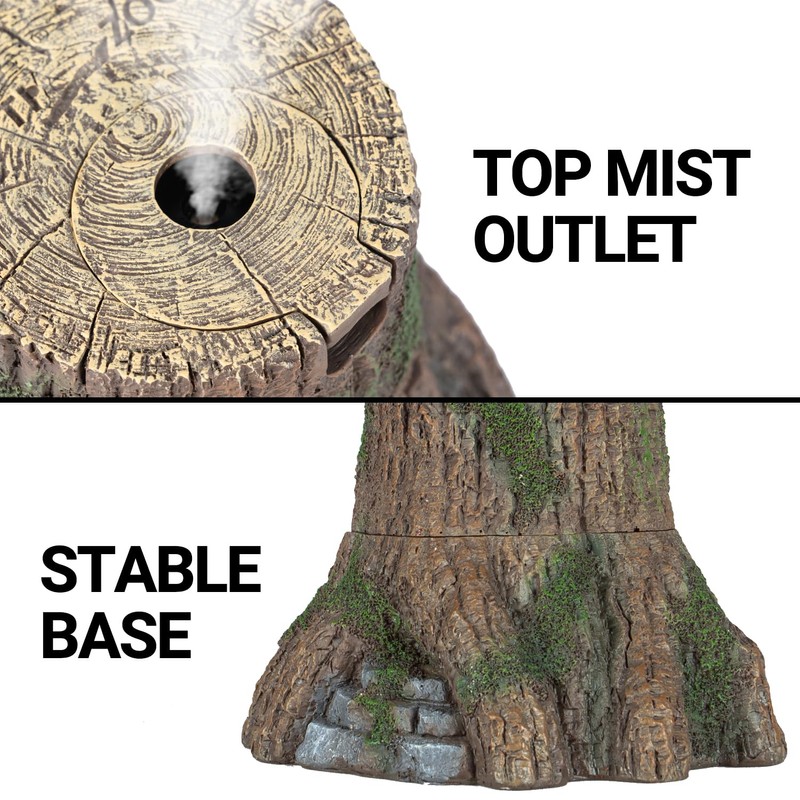 REPTIZOO Reptile Humidifier Fogger, Tree Trunk Humidifier with Top Mist