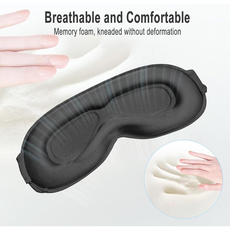 Grsta Sleeping Mask for Side Sleepers, 100% Light Blocking Sleeping
