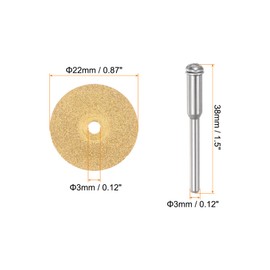 sourcing map 10pcs Diamond Cutting Wheel 22mm Titanium Coating Cut Off Discs Diamond Cutting Wheels Replacement with 2pcs 3mm Mandrel for Rotary Tools