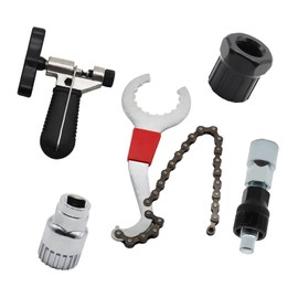 Bike Chain Tools Set WorthPlanet 5 Pcs Chain Breaker Splitter Tool with Chain Checker Link Connector Chain Bracket Freewheel Crank Puller Remover Outdoor Cycling Bicycle Maintenance Tool Set W120024