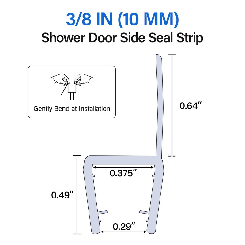 Yecaye 3 Pack Shower Door Seal,Shower Door Sweep,Frameless Glass Seal