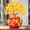 Yellow Quartz Crystal Money Tree Double Golden Toads Bonsai Style