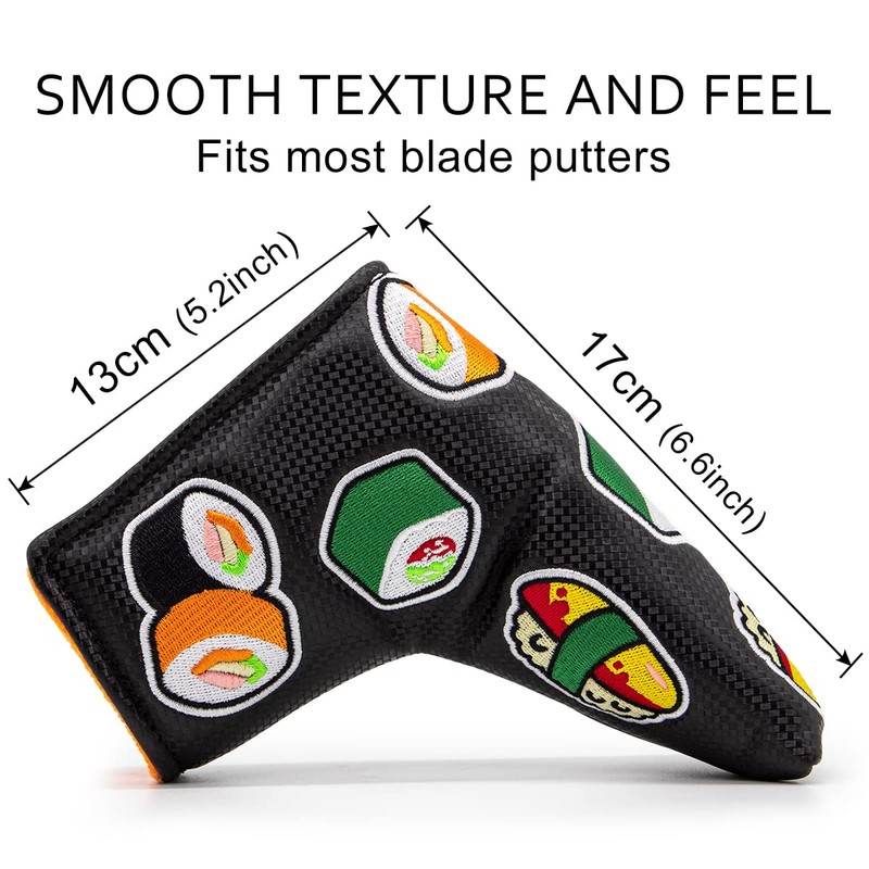 Black Golf Putter Cover Japanese Sushi,Blade Putter Headcover