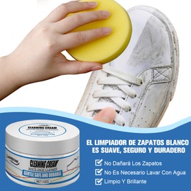100G/2PC Crema Para Limpieza De Zapatos Blanca, Limpiar la suciedad negra,manchas rebeldes Limpieza De Zapatos, Crema De Limpieza Para El Hogar, Tenis, Tacón alto, zapatos deportivos,（Mandar esponja）