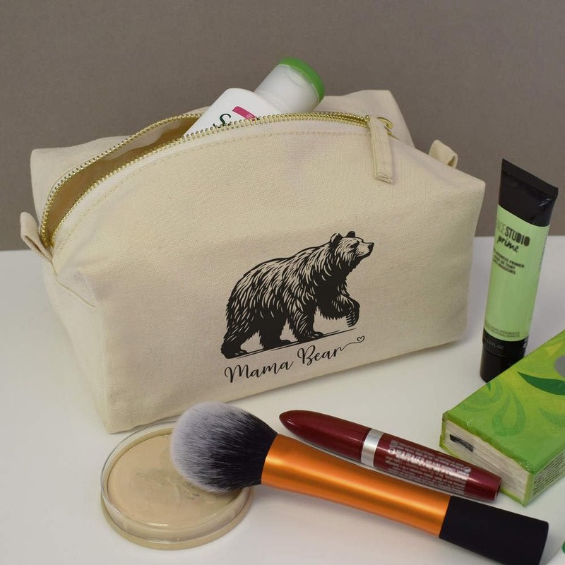 'Mama Bear' Canvas Wash Bag/Makeup Case (CS00043880)