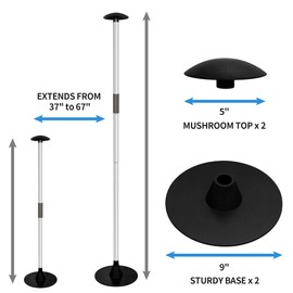 NEXCOVER Boat Cover Support Pole | Valued 2 Pack | 2 Stage Extension Aluminum Boat Pole Support | Adjustable Height from 37” - 67” for Jon Pontoon Boat and More.
