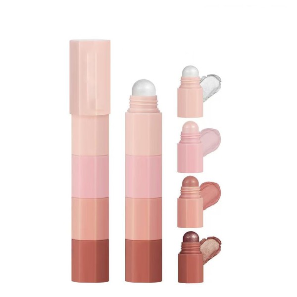 Lidschatten-Stift, 4 in 1, matt, fein, hochpigmentiert, Lidschatten für Gesicht