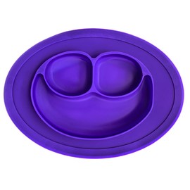 DARA BABY | Kit de 2 Platos de Silicona para Bebé | Set de Alimentación | Baberos de Silicona | Forma Redonda Antideslizante | Libre de BPA, Resistente a Temperaturas | Evita Derrames (Rosa/Morado)