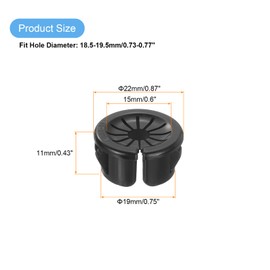 sourcing map 20Pcs Cable Grommets, Snap Bushing Grommet for Holes with 0.75"(19mm) Mounting, Petal-Shaped Buckle Round Nylon Cable Desk Grommet for Cables and Cords Management, Black
