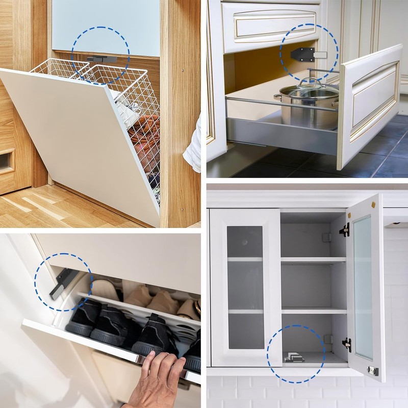 4Pcs Magnetic Push Latch, Push to Open Cabinet Catch Hardware