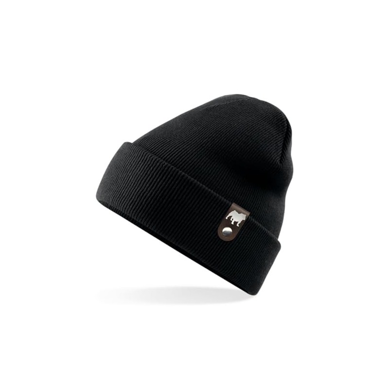 siviwonder English Bulldog Hat Patch Leather Walking Beanie Knitted Hat