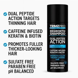 Regrowth Shampoo for Thinning Hair - Dual Peptide Action with Caffeine, Keratin & Biotin - Supports Regrowth, Sulfate & Paraben Free, pH Balanced Hair Thickening Shampoo – 200ml
