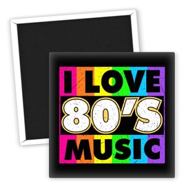 I Love 80s Music Kühlschrankmagnet - Retro Geschenk für Musikliebhaber - Nostalgie Magnet - Kühlschrank Deko - Musik Geschenke - Vintage Kühlschrankmagnet - kreative Kühlschrank Deko