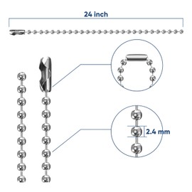 Stainless Steel Ball Chain, Chains Jewelry Making Supplies, DIY Craft Kit for Adults, Ball Chain Necklace Bulk for Making Jewelry Necklace Earring Bracelet Findings, 2.4mm Diameter, 16.40 Feet