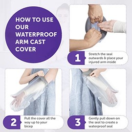 Blocka-wear Adult Arm Waterproof Cast Cover for Shower & Bath - Reusable Protector Arm Sleeve Made With Stretchy Neoprene Seal & PVC Body – L-XL, 62cmx29cm, Grey
