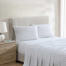 Nautica - Queen Bed Sheets, Lightweight Cotton Percale Bedding Set with Matching Pillowcases, Crisp & Cool, Oeko-Tex Certified (Skippers Island Green)