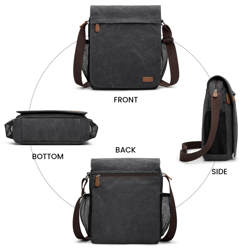 S-ZONE Medium Messenger Bag with 12.9 Inch Tablet Compartment Men