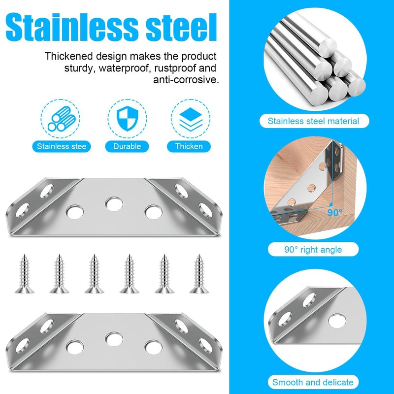 Universal Furniture Corner Connector, 10 Pcs Stainless Steel Angle Corner