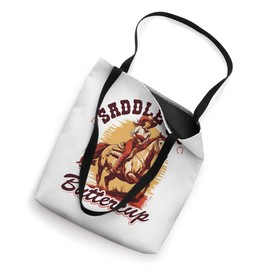 Country Saddle Up Buttercup, Bronc Horse Riding Cowgirl Tote Bag